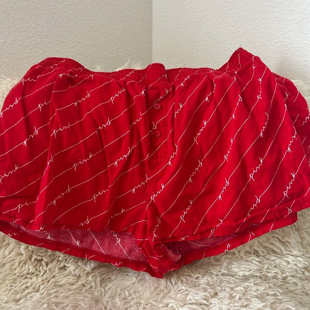 PINK, red pajama shorts. Size small.